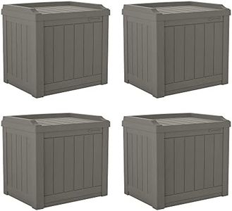 Suncast 22 Gallon Indoor or Outdoor Backyard Patio Small Storage Deck Box with Attractive Bench Seat and Reinforced Lid, Stone (4 Pack)