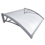 VOUNOT Front Door Canopy Outdoor Awning, Rain Shelter for Back Door, Porch, Window, 120 x 80 cm, Grey