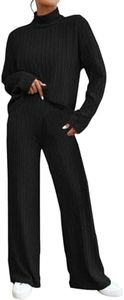 Tuta Maglia Donna Elegante Set Maglione E Pantaloni Gamba Larga Completi 2 Pezzi Casual Invernale Tuta Da Casa Comode Curvy Tuta Due Pezzi Loungewear Complete Lavoro Moda Tute Oversize Anziana
