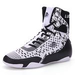 B LUCK SHOE Boxing Shoes for Men and Women High Top Wrestling Shoes Fitness Training Boots Black