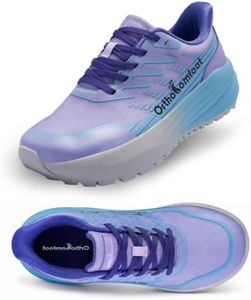 Women's Orthopedic Wide Walking Shoes, Arch Support Orthotic Flat Feet Plantar Fasciitis Hammer Toes Shoes, Outdoor Camping Travel Mid Trekking Leisure Sneakers Purple Size 8.5