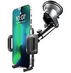 GVTECH Car Phone Holder, Dashboard Windscreen Car Phone Mount, Universal Car Cradle 360° Rotatable Extendable Arm One Button Release stand for iPhone 13 12 11 Pro Max XS Max Xr X 8 7 6s Plus, Samsung