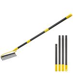 Garden Rake,72 Inch Long 14 Inch Wide Heavy Duty 14 Tines Metal Bow Rake for Lawn,Hard Landscape Cultivator Garden Rake with Adjustable Steel Handle for Loosening Soil Leveling Mulch Gathering Leaf