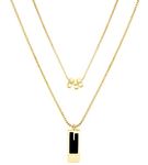 Gleamart Stainless Steel Double-Layer Long Pendant Necklace Adjustable Sweater Chain Gift for Women Gold 04