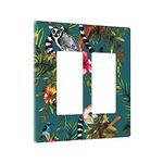 Cute Animals in Green Forest Peel Double Rocker Light Switch Cover 2 Gang Wall Plate Covers Decorative Electrical GFCI Outlet Plates for Home Bathroom Kitchen Decor