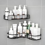 Boniry Metal Bathroom Accessories 2 Pcs Set of Bathroom Shelf for Wall and Corner Shelf, Ideal Bathroom Organiser for Maximizing Space (Corner + Shelf), Black