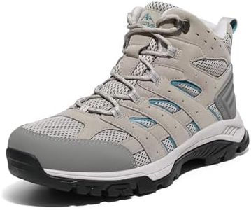 NORTIV 8 Womens Waterproof Hiking Boots Outdoor Trekking Mid Backpacking Mountaineering lightweight boots,Size 6.5,Light Grey,NWUWHB2501
