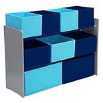 Delta Children Deluxe Multi-Bin Toy Organizer with Storage Bins - Greenguard Gold Certified, Grey/Blue Bins