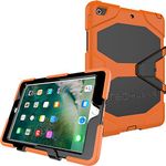 TECHGEAR G-SHOCK Case for iPad 9.7" 2018/2017 Tough Rugged Heavy Duty Armour Shock Survival Protective Case - Kids Work School Builders Case Compatible with Apple iPad 9.7" 6th & 5th Gen [Orange]