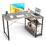 Tangkula L-Shaped Computer Desk with Reversible Shelves, 48 Inch Corner Computer Desk, Modern Writing Study Desk Home Office Workstation, Space Saving Design (48 Inch, Gray)