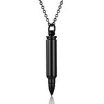 Bullet Memorial Keepsake Pendant Stainless Steel Cremation Ashes Urn Necklace Capsule Funeral Casket Urn Pendant Keepsakes for Men Women (Black)