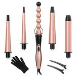 B07FDT4VR5 BESTOPE 5 in 1 Professional Curling Iron Wand Set With 5 Interchangeable Ceramic Barrels(0.35 to1.25) and Heat Protective Glove (Upgrade-2)