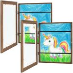 Zenacolor Kids Artwork Frames Changeable - Front-Opening to Display & Store 100 pcs - Set of 2 Kids Art Frame Includes Wall Hooks & Stand - 10x12.5 cm - Wood