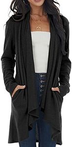 Lacozy Women Cardigan 2024 Open Front Drape Cardigans Casual Long Knit Sweaters Solid Loose Lightweight Duster Black XXL