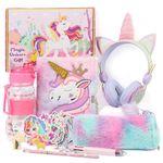 Homicozy Unicorn Gifts for Girls Age 3 4 5 6 7 8, Girls Diary with Headphones, Unicorn Diary for 5-12 Years Old Girls, Plush Secret Notebook Stationery for Girls, Birthday Present for Girls