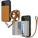 Cell Phone and Credit Card Holder with Crossbody and Wrist Straps, Stick-On Wallet w/RFID Protection Multiple Card Slots Transparent ID Pocket