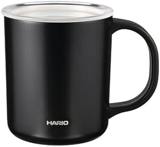 HARIO CMG-350-B Ceramic Coating Vacuum Double Insulated Mug, Black, 11.8 fl oz (350 ml), Lid Included