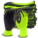 Nylon Knitted Latex Rubber Coated Safety Hand Protection Working Gloves For Anti Cut Heat & Fire Resistant Industrial Gloves For Men Women (PACK OF 5, GREEN BLACK)