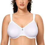 Delimira Women's Minimiser Bra Full Coverage Smooth Support Underwired Bras Minimizer Bra White 36DD