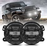 GXENOGO 4 Inch LED Fog Lights Compatible with Jeep Wrangler JK JKU 2007-2018 Front Bumper Lights-Black