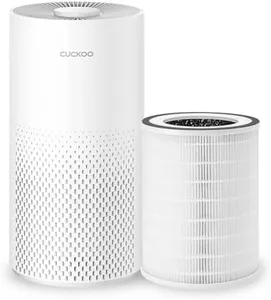 CUCKOO True HEPA Air Purifier Bundle with Extra Filter, Up to 456 sq. ft., 3-Stage Filter with H13 HEPA and Activated Carbon, Small Air Purifiers for Home Bedroom, White (CAC-I0510FW)