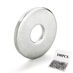 QUMENEY 100PCS Stainless Steel Flat Washer, Plain Finish Lock Screw Washer Set for Bolt Dropper (1/4" ID x 5/8" OD)