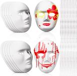 Heatoe 10 Packs White Paper Masks(Men and Women) with 10 pcs Tied Ropes, Blank Full Face Mask, Paintable Paper Mask, Cosplay Masquerade Mask for Party, DIY Creativity and Halloween