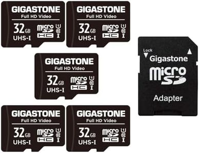 Gigastone 32GB 5-Pack Micro SD Card, Full HD Video, Surveillance Security Cam Action Camera Drone, 90MB/s Micro SDHC UHS-I U1 C10 Class 10