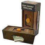 Puzzle Box Enigma Secret Discovery - Money and Gift Card Holder in a Wooden Magic Trick Lock with Hidden Compartment Piggy Bank Brain Teaser Game