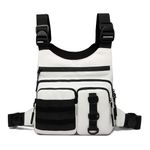 Criuage Outdoor Sports Chest Bag for Men Women, Large Capacity Running Vest Rig with Water Bottle Pocket, Comfort Hands Freely EDC Chest Pack for Hiking,Cycling,Travelling (White)