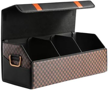 Fyzeoty Car Organizers and Storage - Trunk Organizer for Suv Car,Car Trunk Leather Storage Box,Extra Large,Magnetic Lid,Collapsible and Adjustable