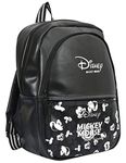 Kuber Industries Disney School Bag for Kids|Stylish Backpacks for Kids|Leather Waterproof Shoulder Straps Bag for College|Unisex Travel Backpack (Black)