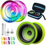 MAGICYOYO Responsive Yoyo for Kids 8-12, Pack of 2 Yoyos, Professional FingerSpin Trick for Advanced, Dual Purpose Metal Yo-yo V13+Crystal Yo yo K2 with Unresponsive Bearing+12 Yoyo Strings+Bag