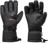 Alpine Swiss Mens Waterproof Snow Ski Gloves Gauntlet Mittens with Zipper Pockets Winter Snowboarding Windproof 3M Thinsulate Black Gloves Small