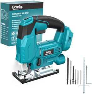Ecarke Cordless Jig Saw Compatible With Makita 18V Battery, 4 Orbital Sets, 6 Variable Speeds Control, Dust-Blowing, ±45° Bevel Cuts, LED Light and 6PCS Blades For Cutting (Only Tool)