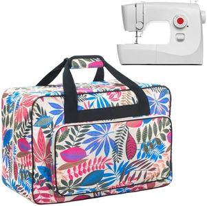 Haroranax Sewing Machine Carrying Case, Sewing Machine Carrying Case Tote Bag, Universal Tote Storage Bag with Pockets and Handles, Suitable for Most Standard Singer, Janome (Milk White)