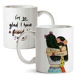 FirseBUY Bestie Coffee Mug - I’m So Glad I Have a Friend Like You Funny Friendship Quotes Ceramic Coffee Mug Gift for Sister, Mom, Wife, Girlfriend and Friends 325 ml (1 Pcs, White)