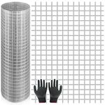 Rodent Mesh 100cm x 5M Galvanized Wire Metal Mesh Hardware Cloth Welded Roll for Vegetables Garden Rabbit Fencing, Snake Fence, Chicken Gopher Racoons Critters Block Rats, Mice & Small Animals