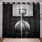 Basketball Curtains Sports Theme Curtains for Bedroom Living Room for Kids Boys 3D Basketball Hoop Windows Drapes Basketball Game Room Decoration,Gray, W46*L54