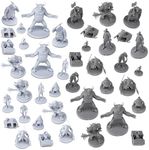 40 Miniature Monsters Fantasy Tabletop RPG Figures for Dungeons and Dragons, Pathfinder Roleplaying Games. 28MM Scaled Miniatures, 10 Unique Designs, Bulk Unpainted, Great for D&D/DND