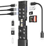 Multifunctional 10 in 1 USB C Hub 3.0 and Ultra-Slim SD Card Reader for iPhone Android and Computer with Micro SD Memory Card Case USB C Cable Memory Stick Plug and Play (HUB)