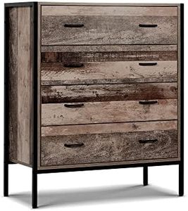 Artiss Chest of Drawers 4 Drawer Industrial Style Tallboy, Dresser Clothes Storage Cabinet Organizer Lowboy Bedside Table Bedroom Furniture Home Living Room Hallway Entryway