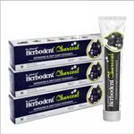 Herbodent® Charcoal Toothpaste | Whitens Teeth & Fresh Breath | No Bleach, No Fluoride | Activated Bamboo Charcoal & Organic Herbs -Wheat Germ Oil, Thyme Oil, Clove Oil (100g, 3)