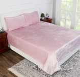 RD TREND 250 GSM Flannel Warm Bedsheets for Winter Double Flat Size (90 x 100 Inches) with 2 Pillow Cover Size (18x28 Inches) Color-Light Pink