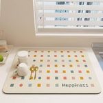 HomeCloud Dish Drying Mat for Kitchen Counter Hide Stain Super Absorbent, Non-Slip, Heat-Resistant, Great for Dishes,Rack Pad, Kitchen Counter, Coffee Maker (Cream, 40x50cm)