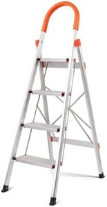 HORUSDY 4 Step Ladder Folding Aluminium Portable Multipurpose Household Lightweight Sturdy Anti-Slip 150KG Ladder Folding Step Ladder (4-Step)