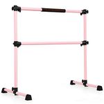 GOFLAME Ballet Barre Portable Double, 4FT Freestanding Ballet Barre Adjustable, Heavy Duty Dancing Stretching Ballet Bar for Home, Dance Barre, Fitness Ballet Bar (Pink)
