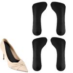 2 Pairs High Heel Inserts for Women, Invisible Adhesive Cushion Insoles Arch Support Non-Slip Slim Inserts Liners 3/4 Comfort Insoles Shoe Pads for Sandals Flats Pump Dress Shoes Boots (Black)
