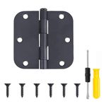 WTTUOAM 12 Pack Matte Black Door Hinges 3 Inch x 3 Inch (5/8 Inch Radius Corner) 6 Holes Bifold Residential Door Hardware Black Butt Hinge