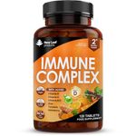 Vitamin D Tablets - Immune Booster Complex - Enriched with Immune System Vitamins C, D, B12, Zinc, Turmeric & Elderberry - Immune Support Made in The UK Immunity Booster by New Leaf 120 Tablets